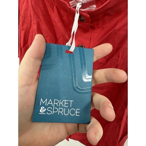 Market & Spruce Top Women 2X Red Button Front Wide Strap Picnic Tank NEW Beach - Picture 5 of 9